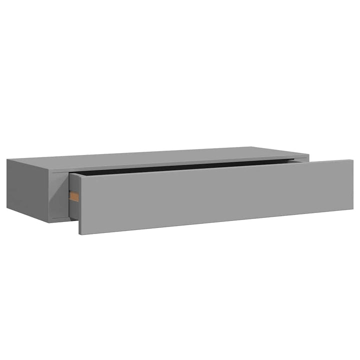 væghylder med skuffer 2 stk. 60x23,5x10 cm MDF grå
