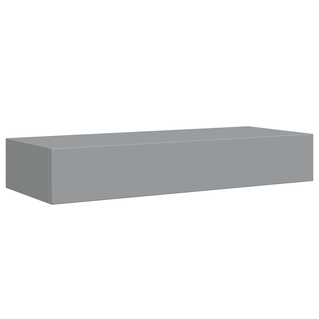 væghylder med skuffer 2 stk. 60x23,5x10 cm MDF grå