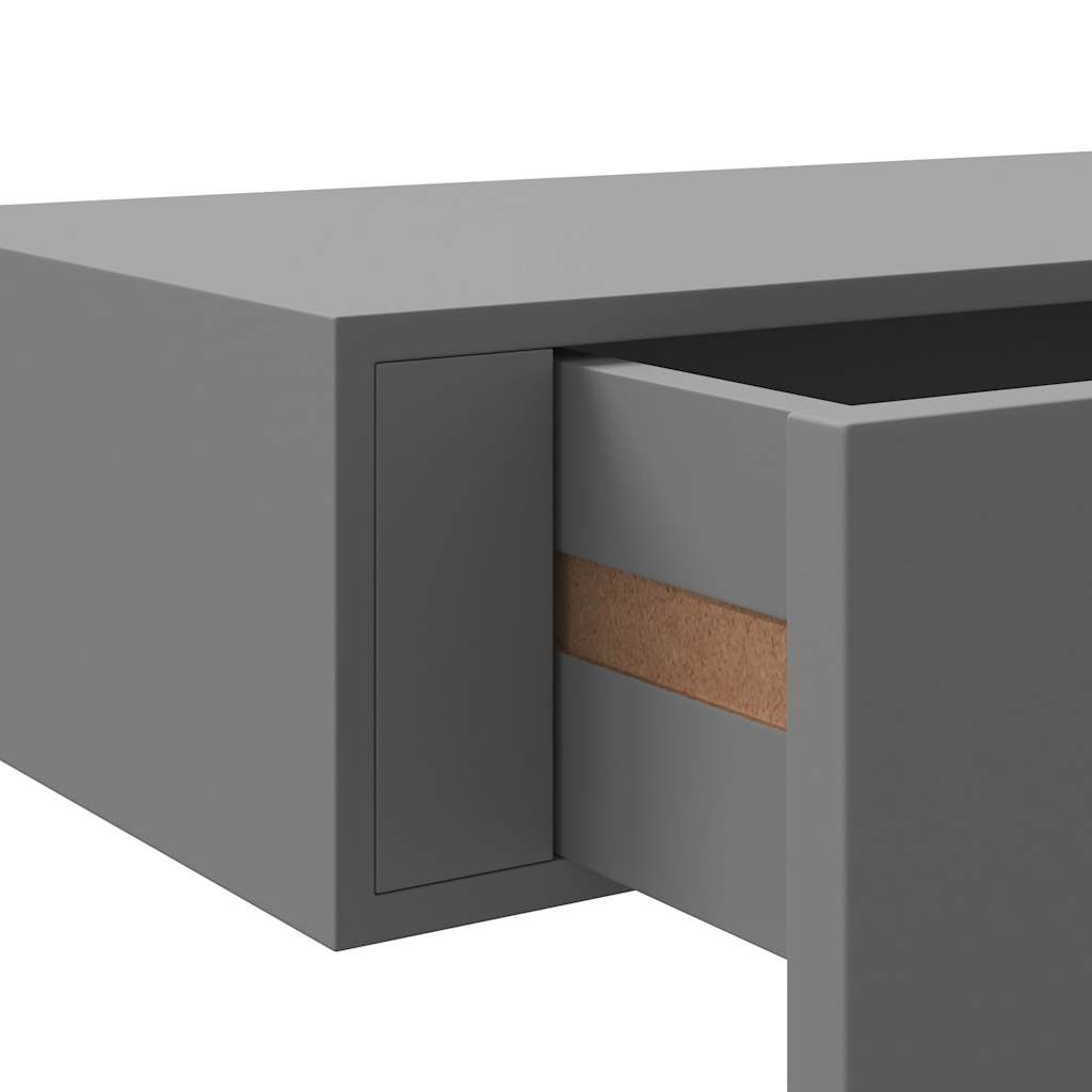 væghylder med skuffer 2 stk. 60x23,5x10 cm MDF grå