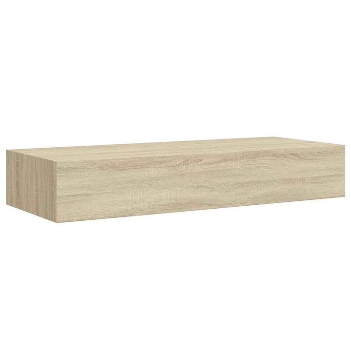 væghylde med skuffe 60x23,5x10 cm MDF egetræsfarvet