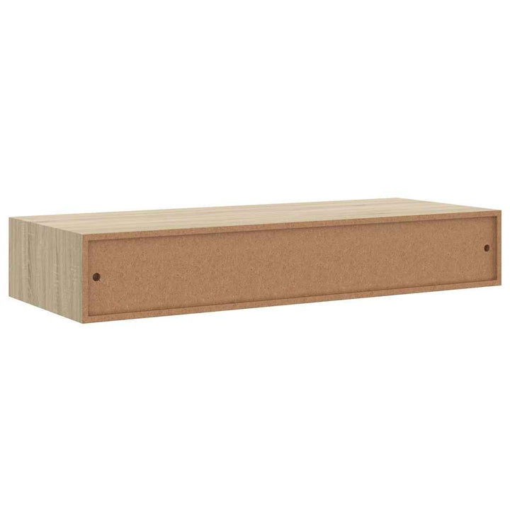 væghylde med skuffe 60x23,5x10 cm MDF egetræsfarvet