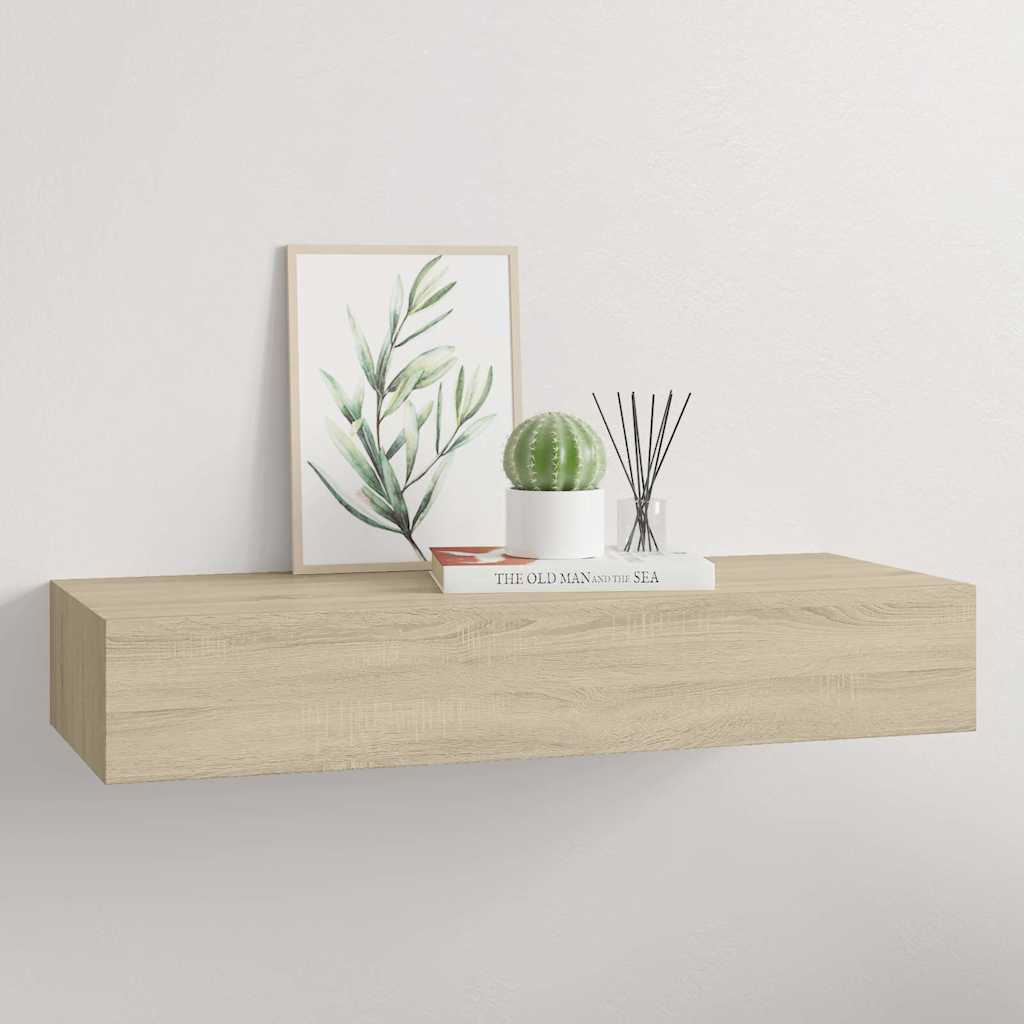 væghylde med skuffe 60x23,5x10 cm MDF egetræsfarvet