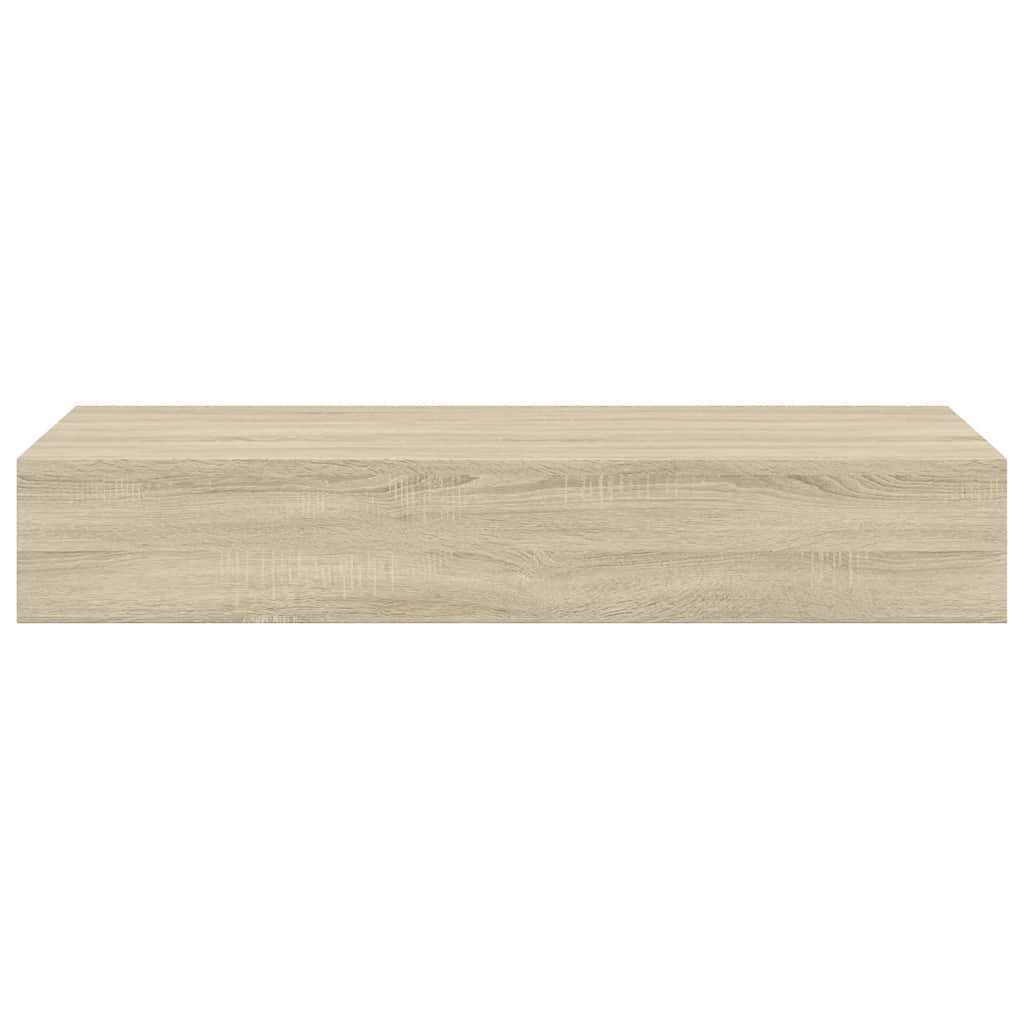 væghylder med skuffer 2 stk. 60x23,5x10 cm MDF egetræsfarvet