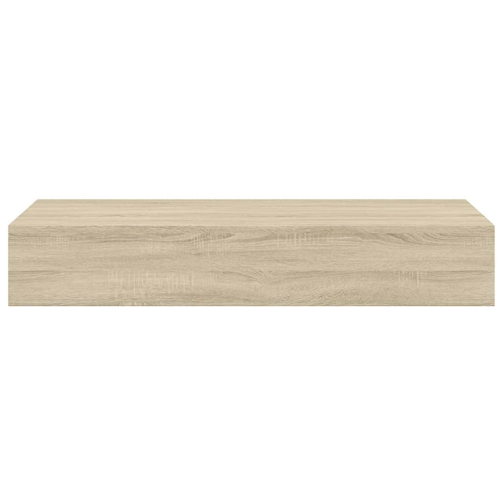 væghylder med skuffer 2 stk. 60x23,5x10 cm MDF egetræsfarvet