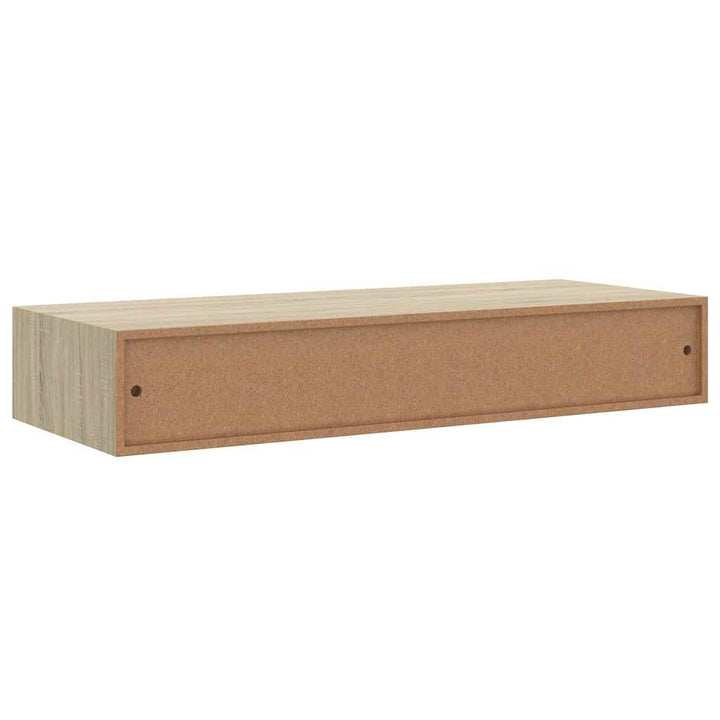 væghylder med skuffer 2 stk. 60x23,5x10 cm MDF egetræsfarvet