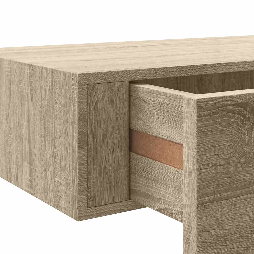 væghylder med skuffer 2 stk. 60x23,5x10 cm MDF egetræsfarvet