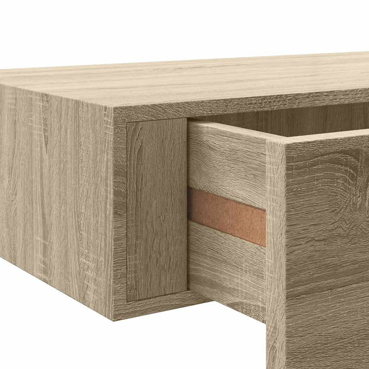 væghylder med skuffer 2 stk. 60x23,5x10 cm MDF egetræsfarvet