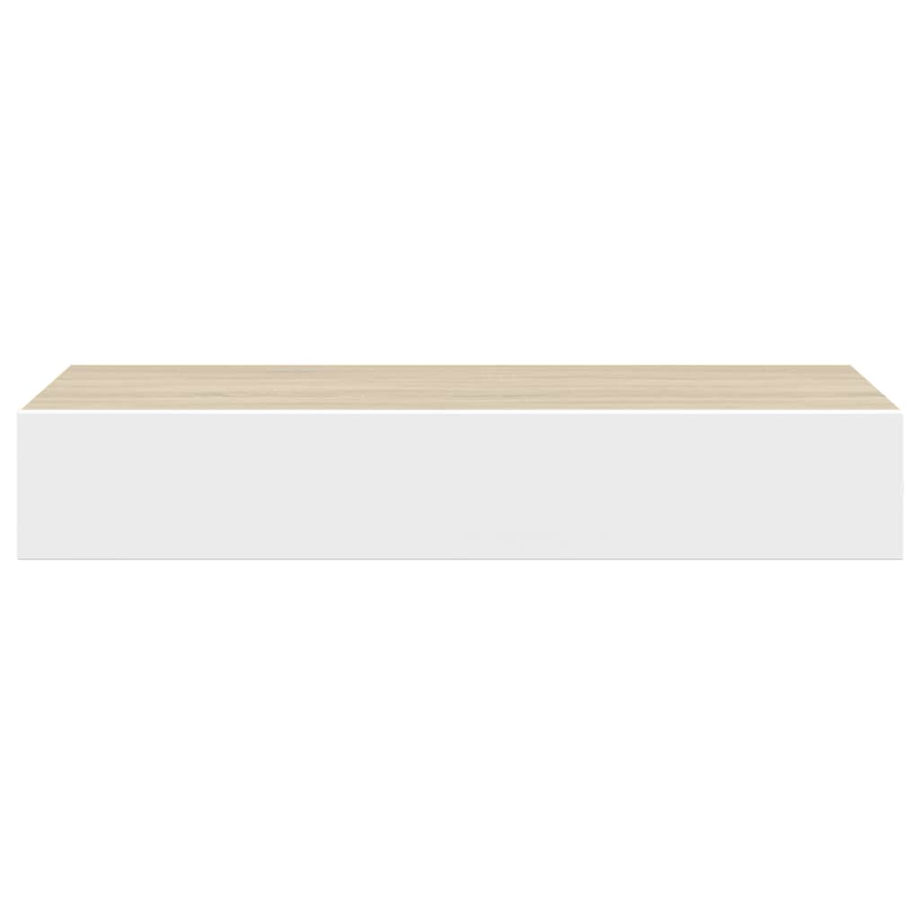 væghylder med skuffer 2 stk. eg og hvid 60x23,5x10 cm MDF