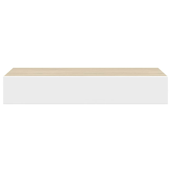 væghylder med skuffer 2 stk. eg og hvid 60x23,5x10 cm MDF