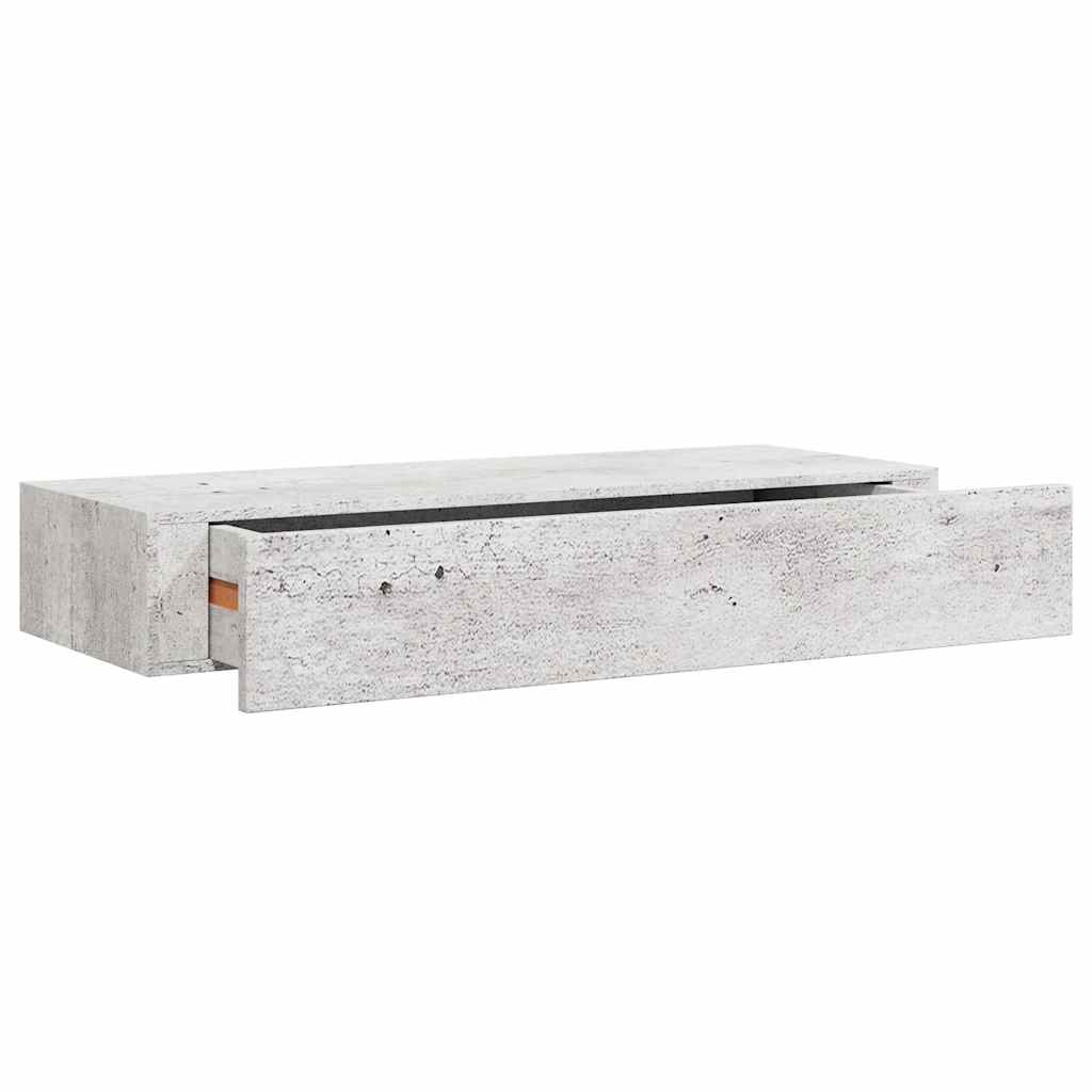 væghylde med skuffe 60x23,5x10 cm MDF betongrå