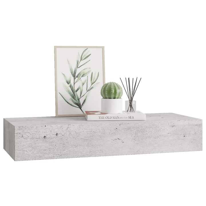 væghylde med skuffe 60x23,5x10 cm MDF betongrå