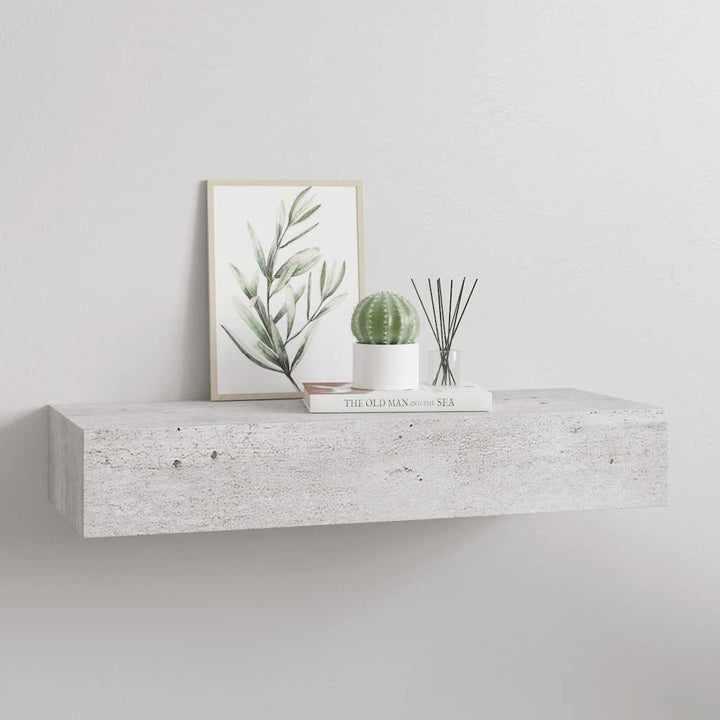 væghylde med skuffe 60x23,5x10 cm MDF betongrå