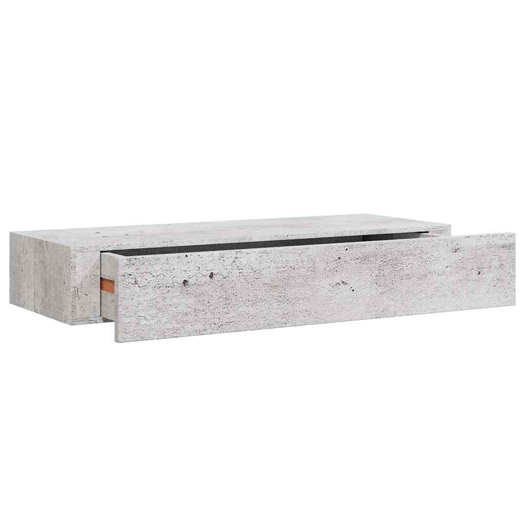 væghylder med skuffe 2 stk. 60x23,5x10 cm MDF betongrå