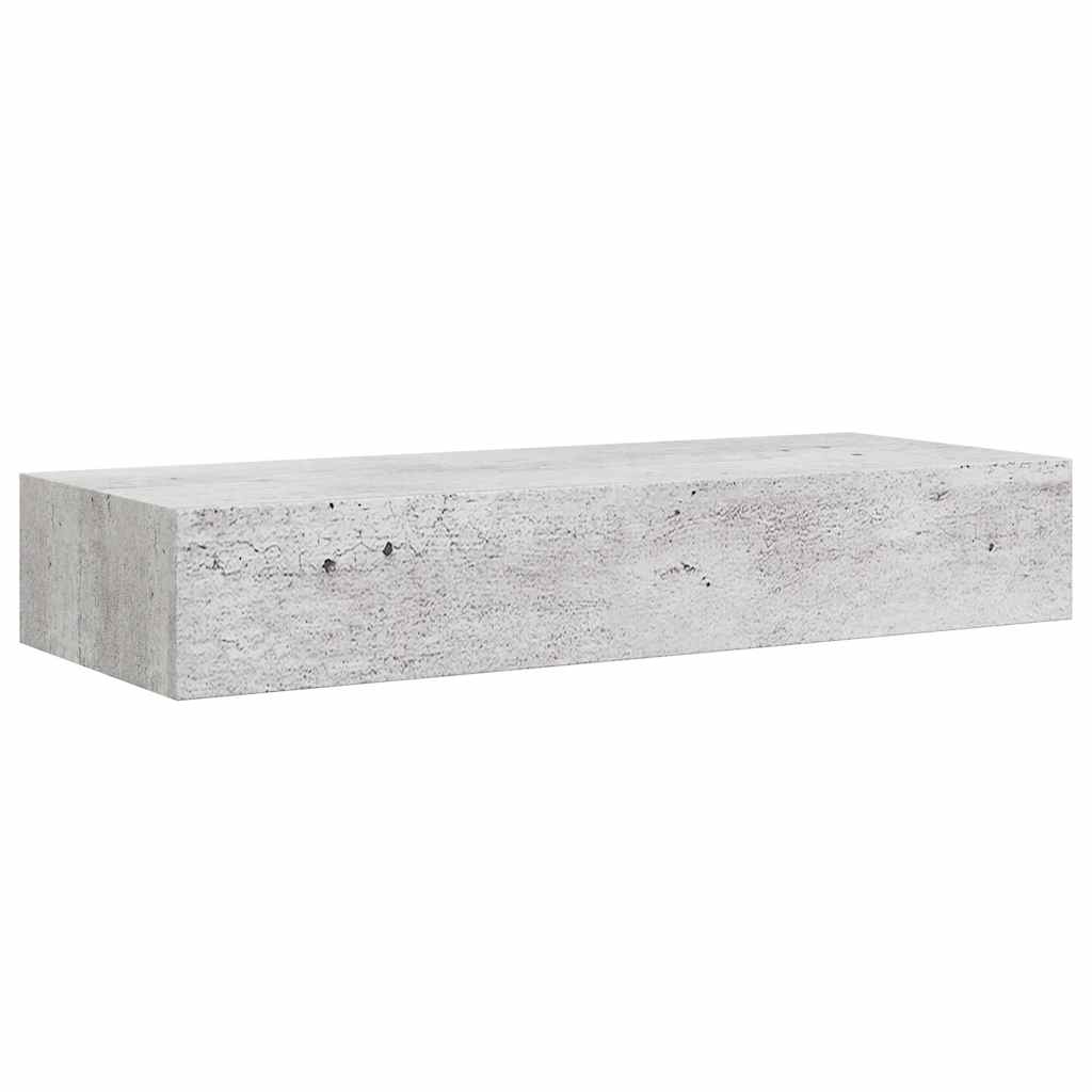 væghylder med skuffe 2 stk. 60x23,5x10 cm MDF betongrå