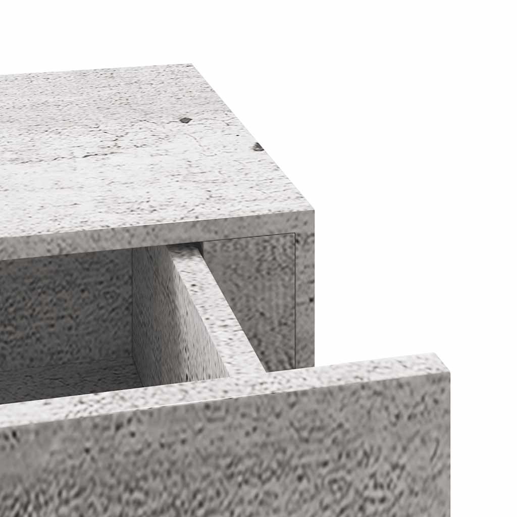 væghylder med skuffe 2 stk. 60x23,5x10 cm MDF betongrå