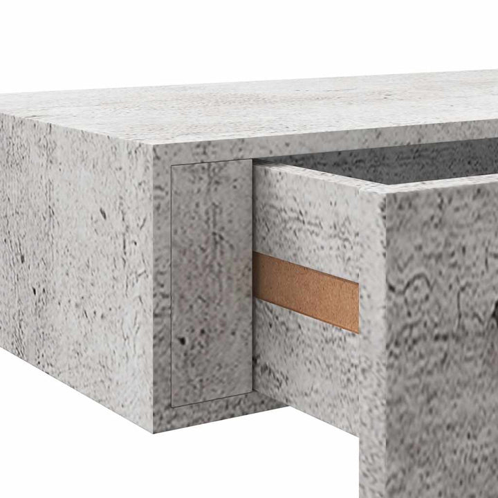 væghylder med skuffe 2 stk. 60x23,5x10 cm MDF betongrå