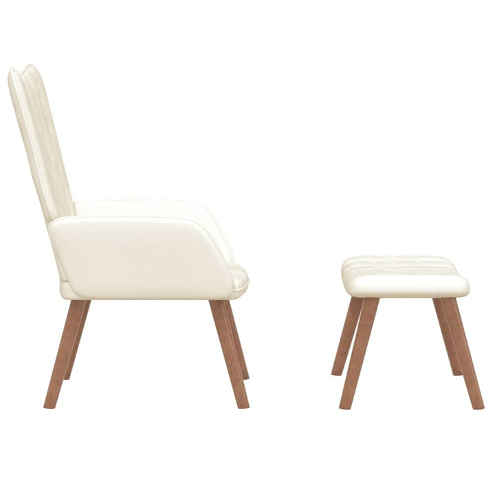 lænestol med fodskammel fløjl cremehvid