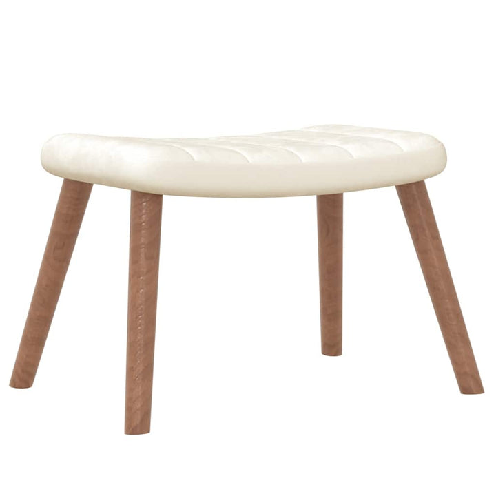 lænestol med fodskammel fløjl cremehvid