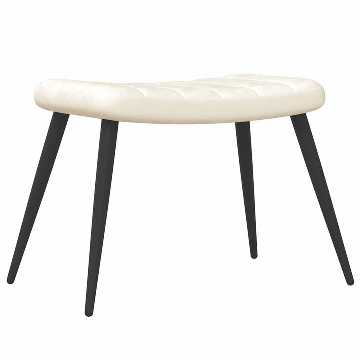 lænestol med fodskammel fløjl cremehvid