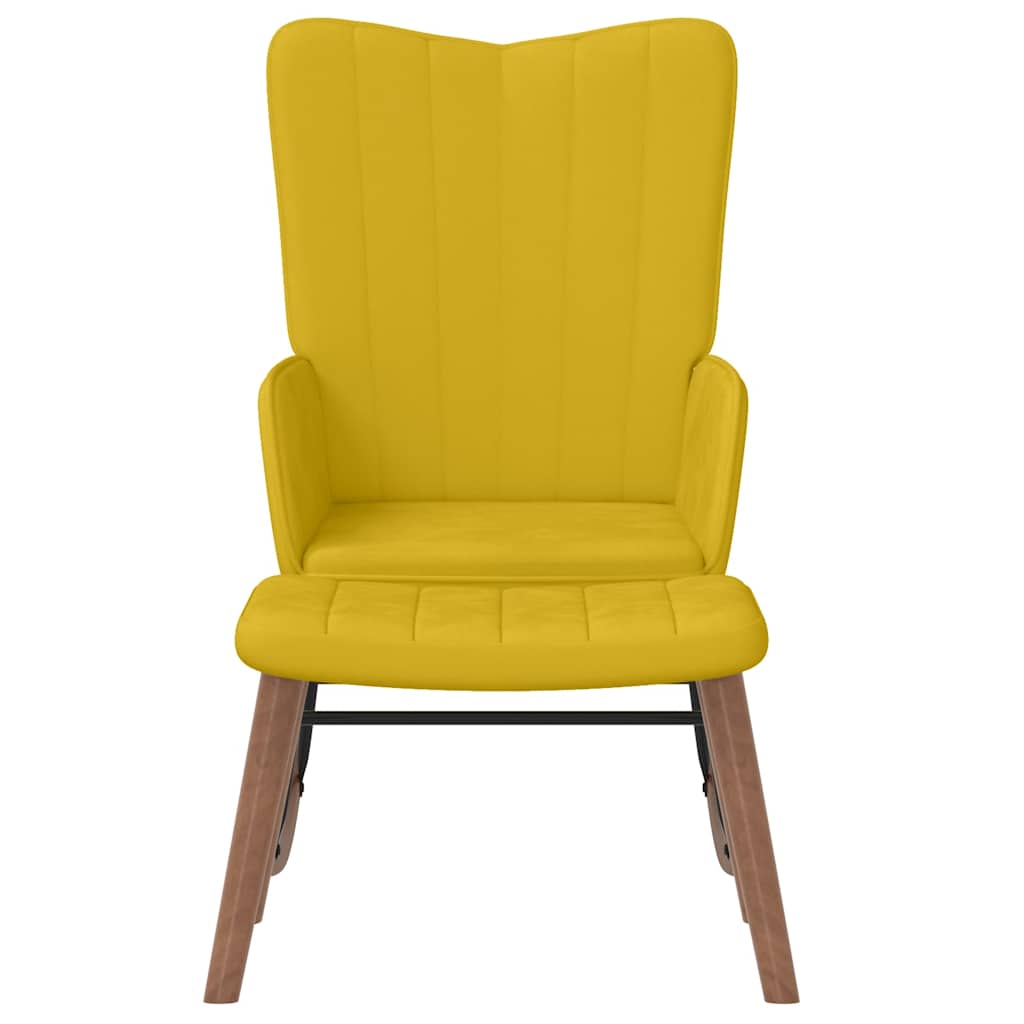 gyngestol med fodskammel fløjl sennepsgul