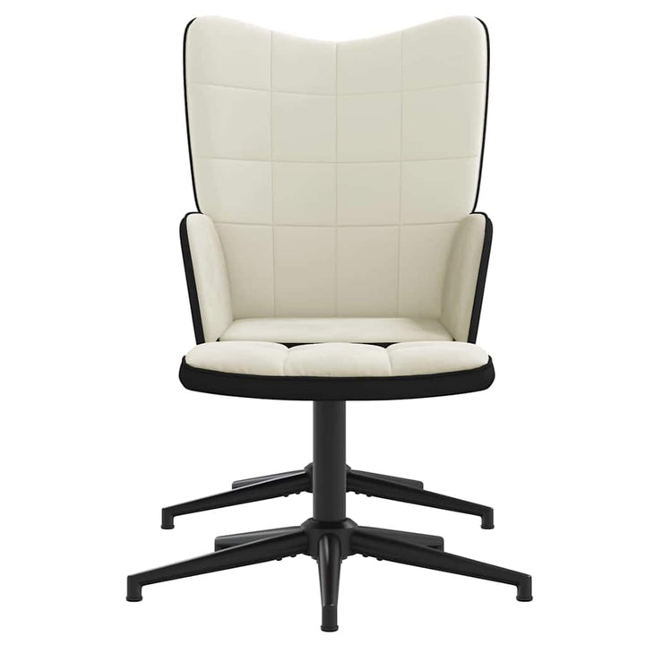 lænestol med fodskammel fløjl og PVC cremefarvet