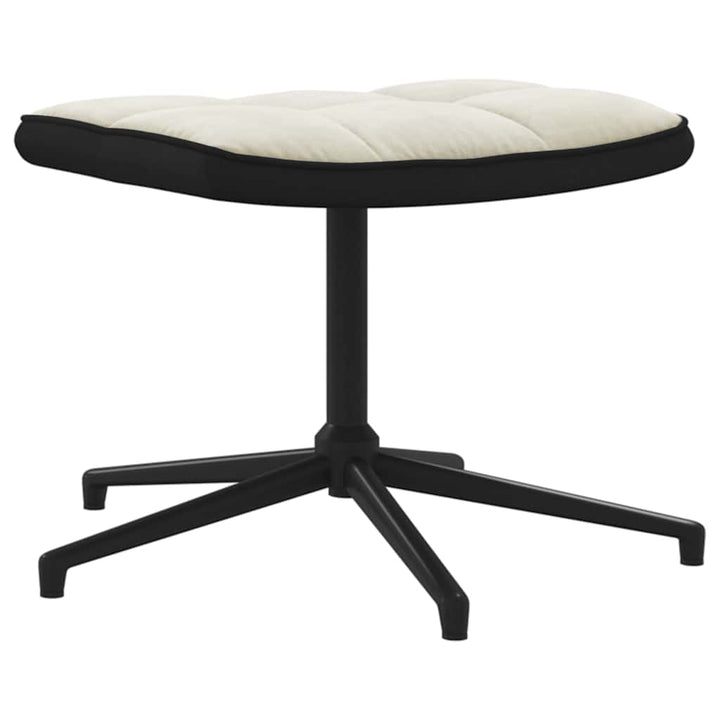 lænestol med fodskammel fløjl og PVC cremefarvet