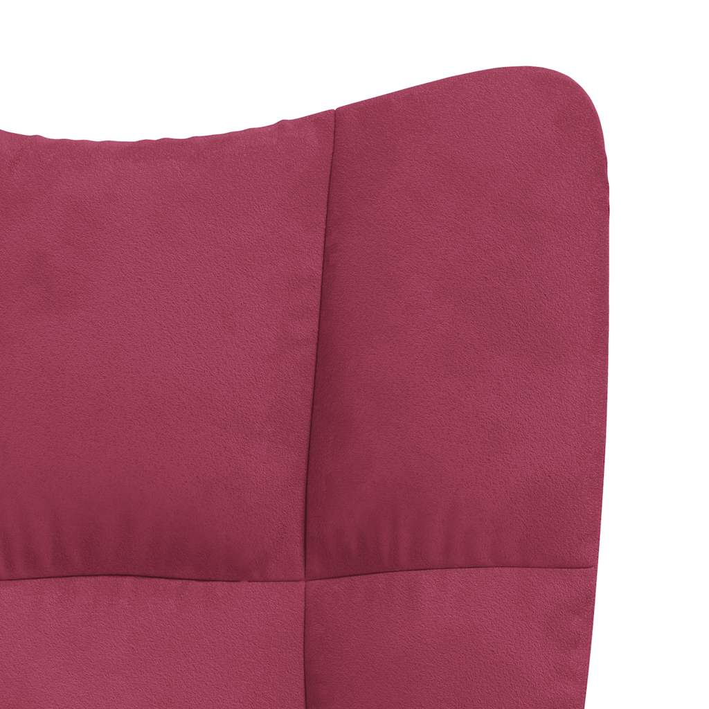 lænestol med fodskammel fløjl vinrød