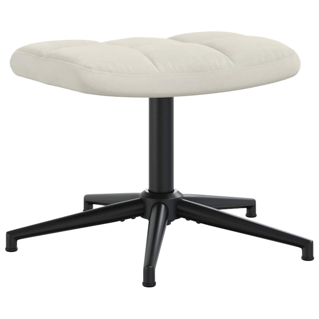 lænestol med fodskammel fløjl cremehvid