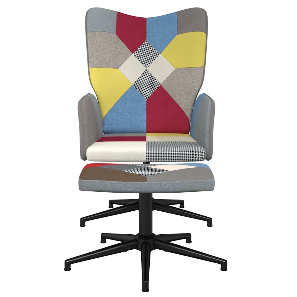 lænestol med fodskammel stof patchwork