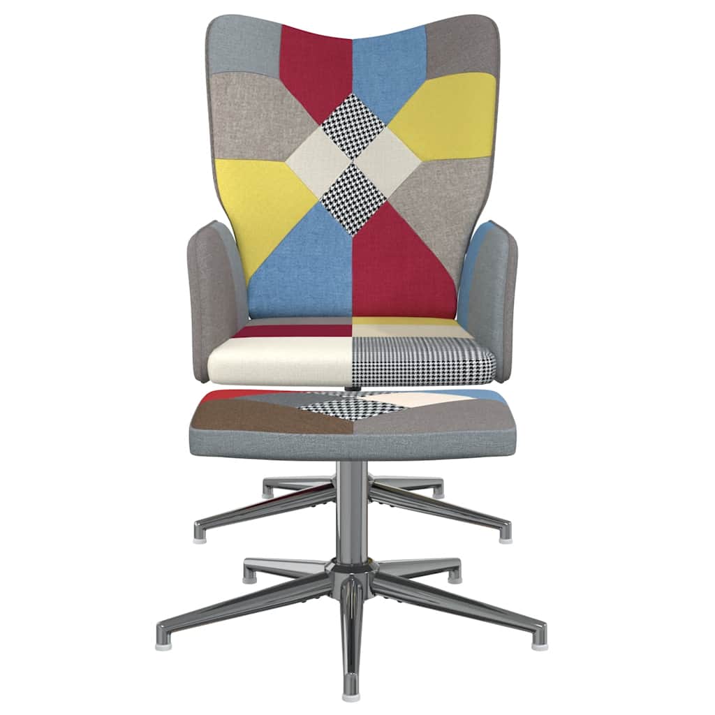 lænestol med fodskammel stof patchwork