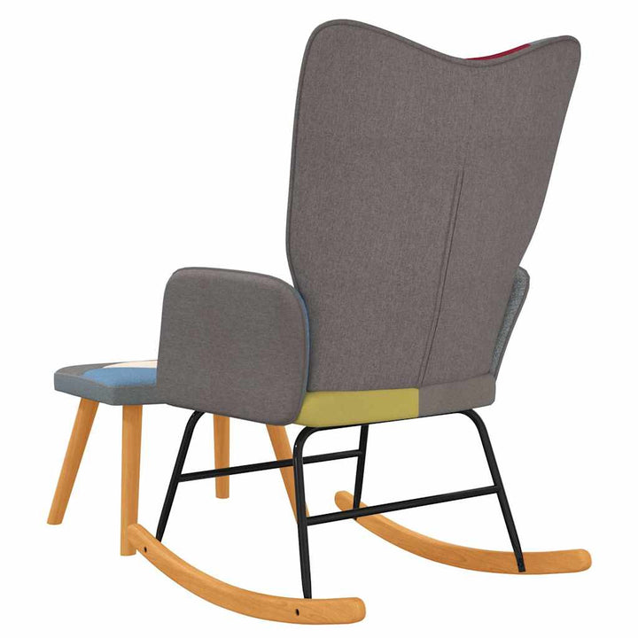 gyngestol med fodskammel patchworkstof
