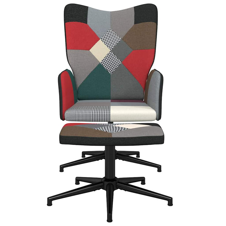 lænestol med fodskammel stof patchwork
