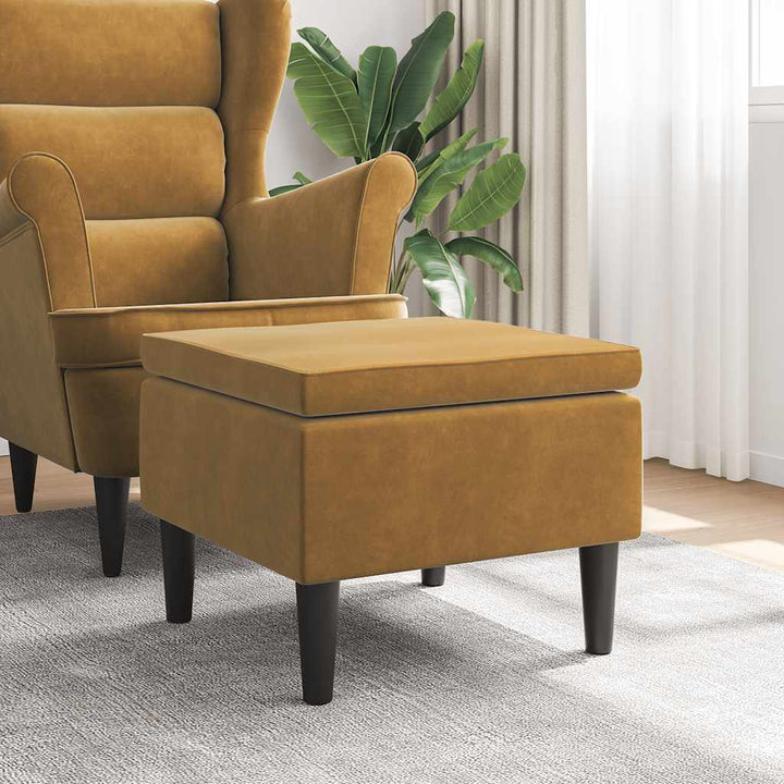 skammel med træben fløjl brun