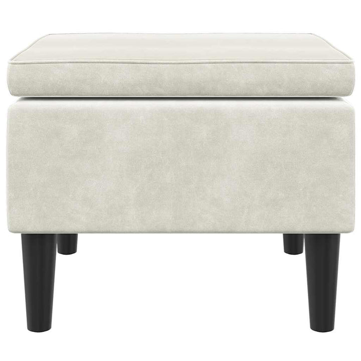 skammel med træben cremefarvet fløjl