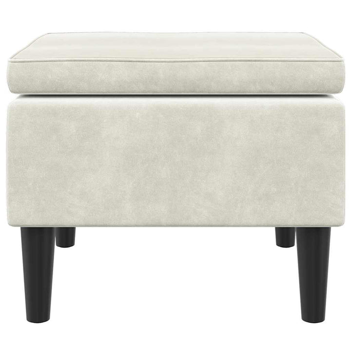 skammel med træben cremefarvet fløjl