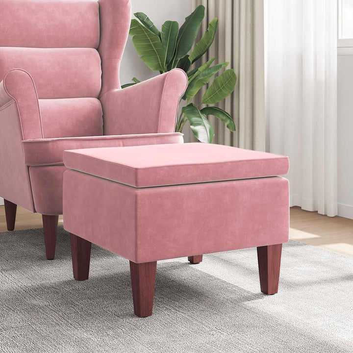 skammel med træben fløjl lyserød