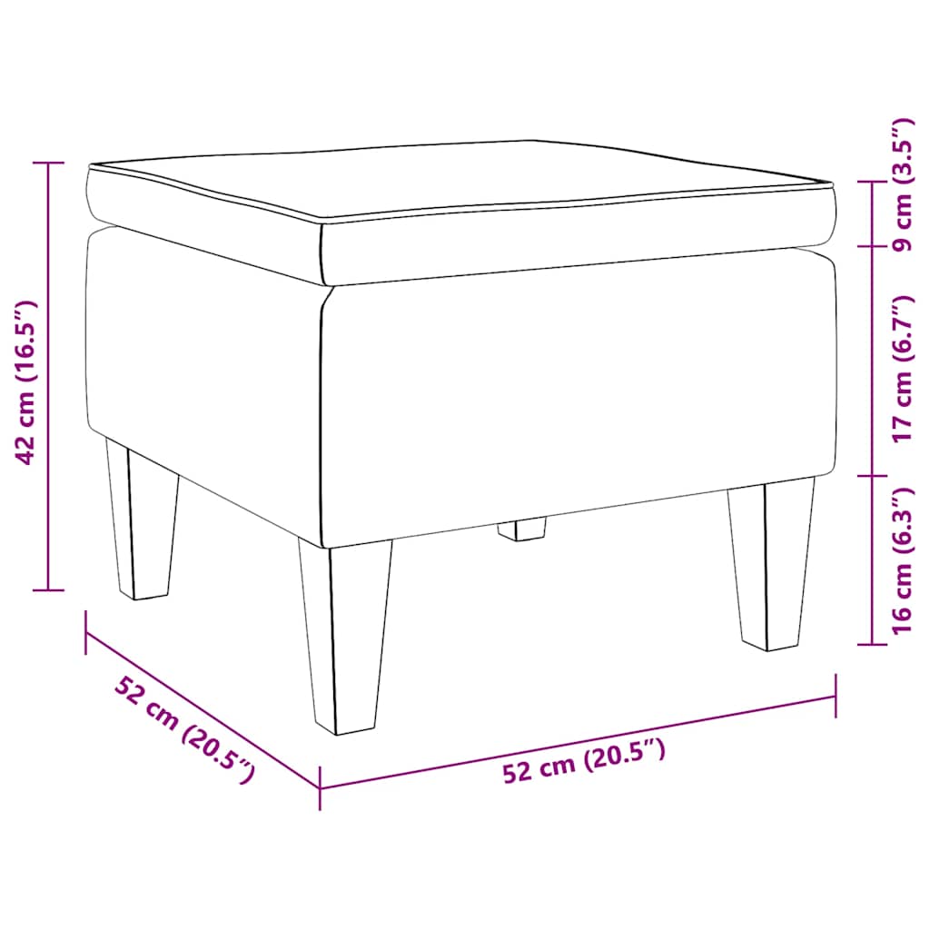skammel med træben fløjl cremefarvet