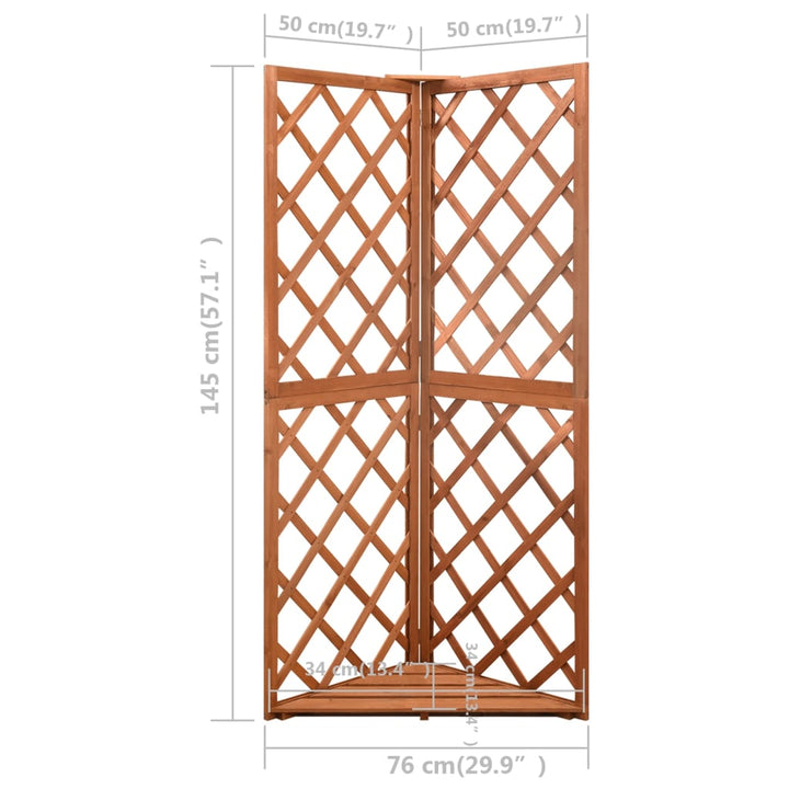 espalier til hjørne 50x50x145 cm massivt grantræ