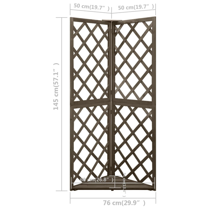 espalier til hjørne 50x50x145 cm massivt grantræ grå