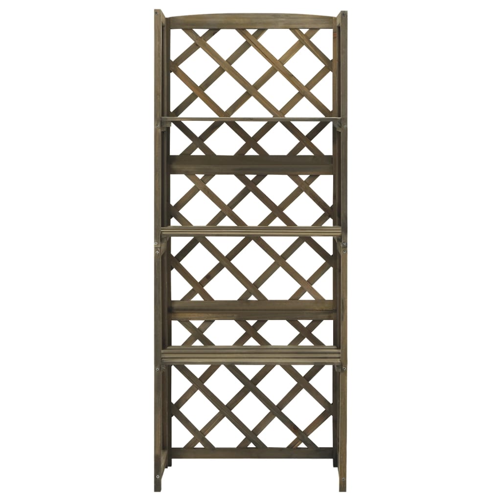 espalier med hylder 55x30x140 cm massivt grantræ grå