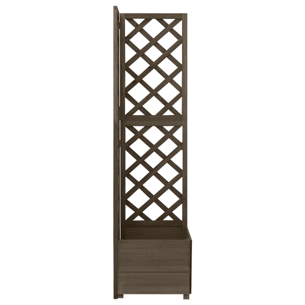 espalier med plantekasse til hjørne 40x40x150 cm grantræ grå