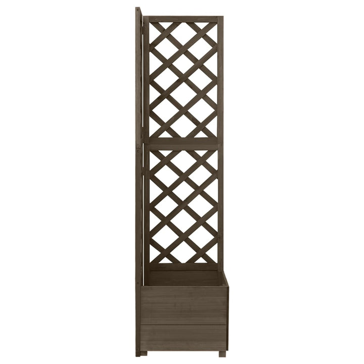 espalier med plantekasse til hjørne 40x40x150 cm grantræ grå