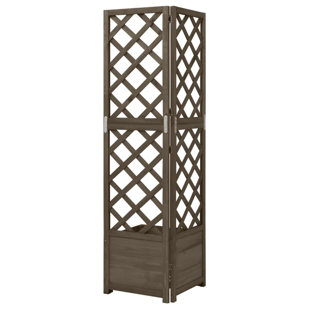 espalier med plantekasse til hjørne 40x40x150 cm grantræ grå