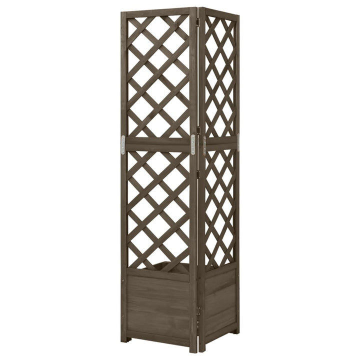 espalier med plantekasse til hjørne 40x40x150 cm grantræ grå