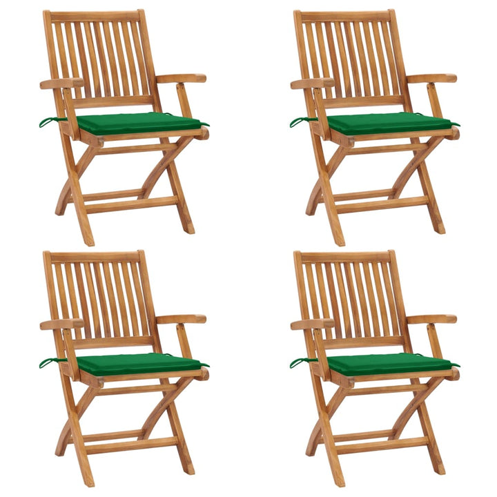 foldbare havestole 4 stk. med hynder massivt teaktræ