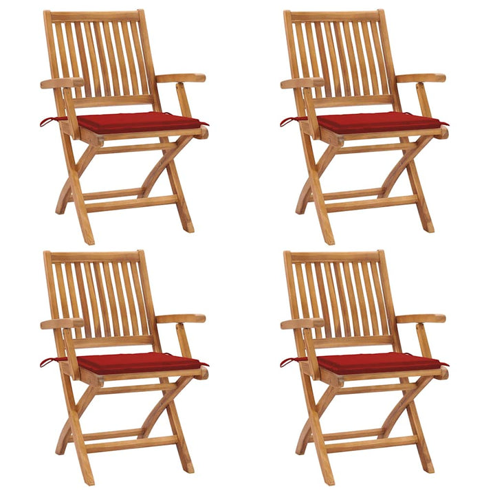 foldbare havestole 4 stk. med hynder massivt teaktræ