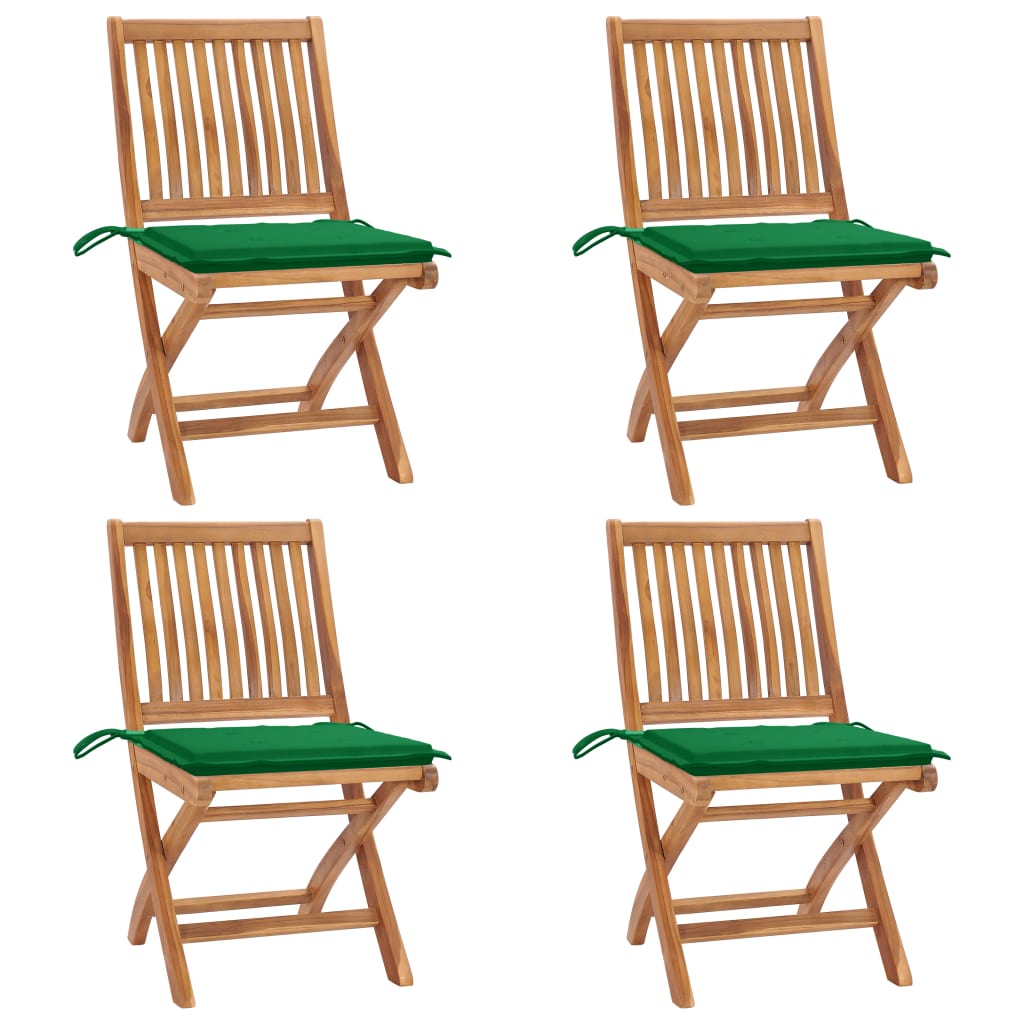 foldbare havestole 4 stk. med hynder massivt teaktræ