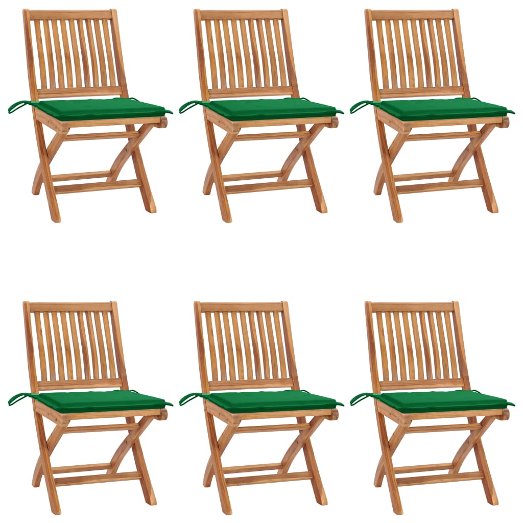 foldbare havestole 6 stk. med hynder massivt teaktræ