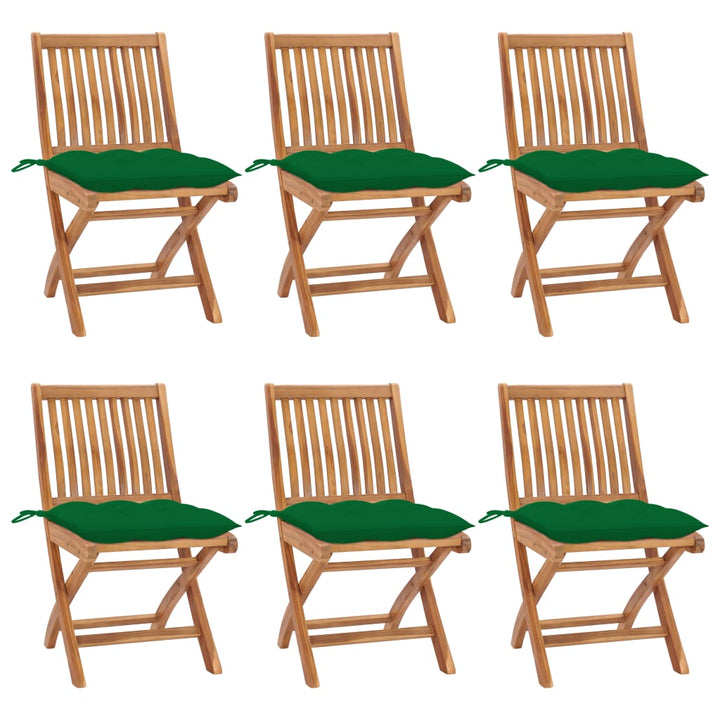 foldbare havestole 6 stk. med hynder massivt teaktræ