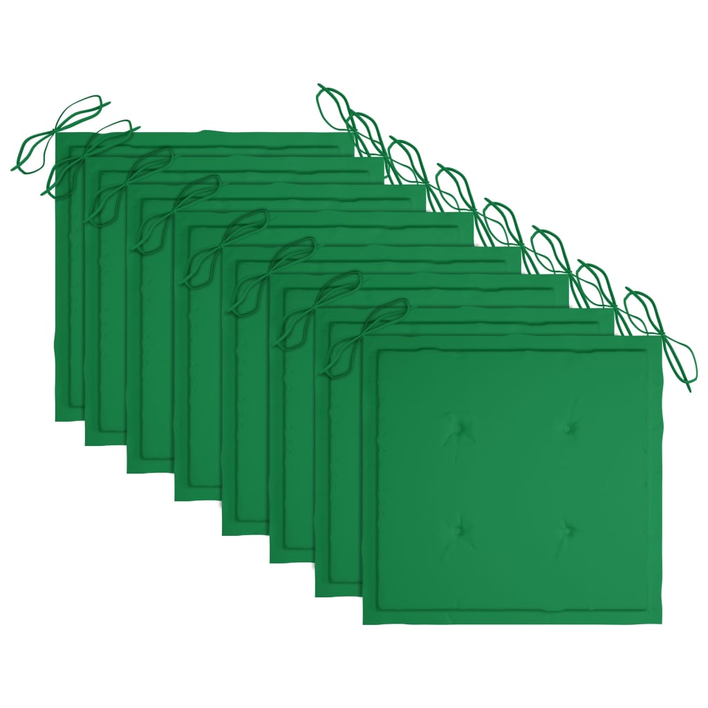 foldbare havestole 8 stk. med hynder massivt teaktræ